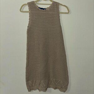 Blue Rair Tan crochet knit dress/swim cover with a scoop neck.